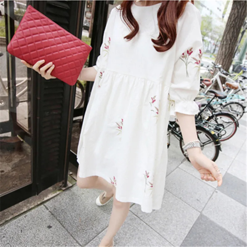 Maternity Clothing China Casual Floral Dress Cotton Loose for Pregnant Women Clothes Pregnancy 240318