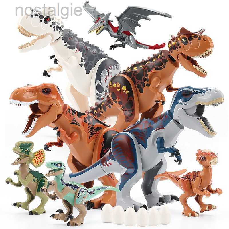 Blocks Jurassic Dino World Large Dinosaurs Figures Bricks Building Blocks Velociraptor T-Rex Triceratops Indominus Rex Toys For Kids 240401