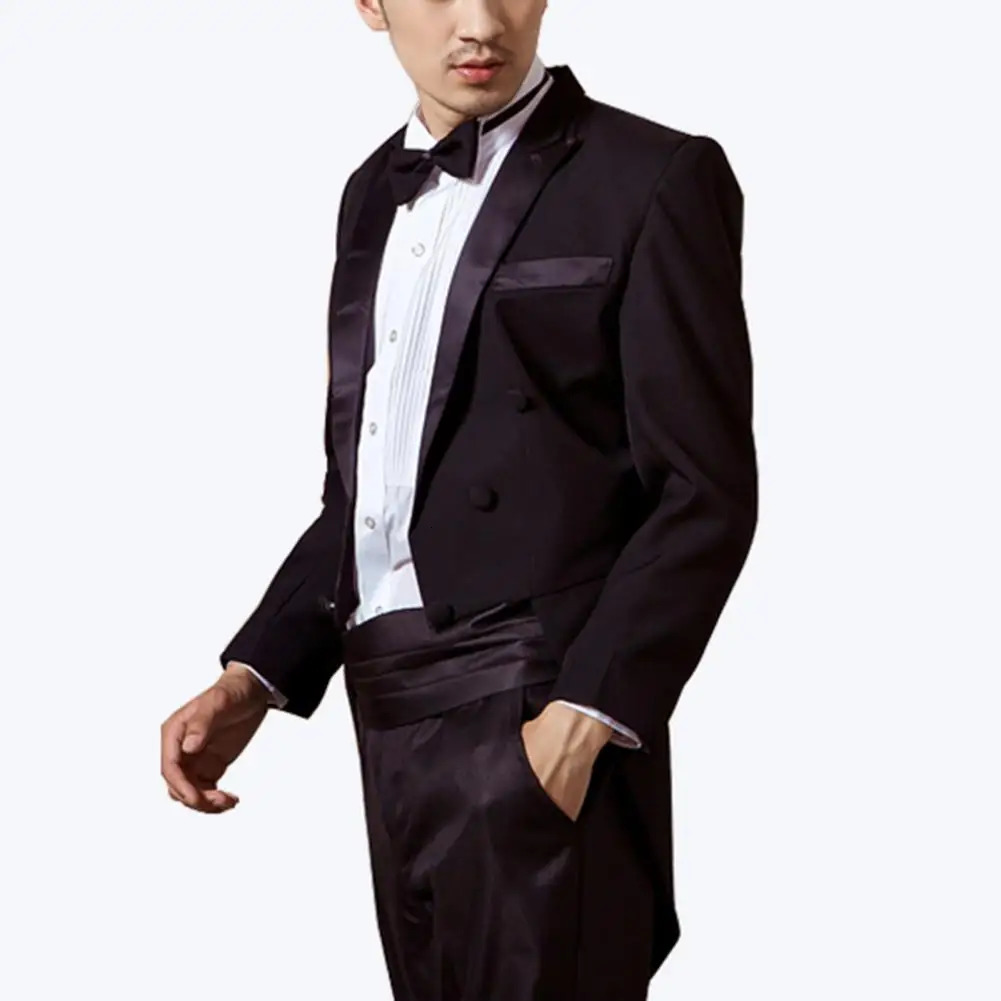 Men Blazer Pants Vintage Double Breasted Color Block Swallowtail Formal Suit Spring Autumn Tuxedo Singer Costume Outfit 241024