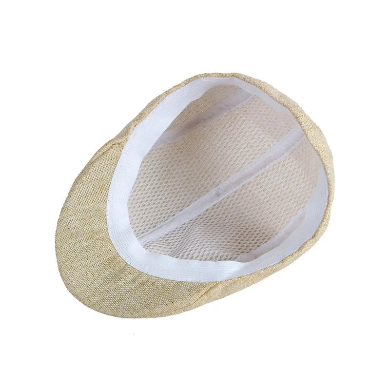 Spring and summer mens solid color hat hemp beret British retro breathable for the elderly 241031