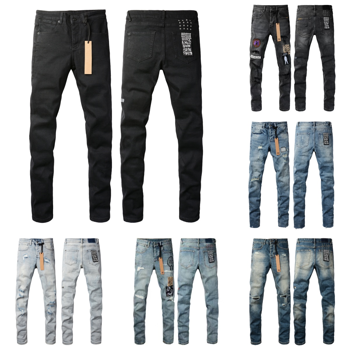 Men's designer ksubi jeans Brand Slim Fit Hole Ripped Biker Pants Skinny Pant Designer Stack Mens Womens Trend