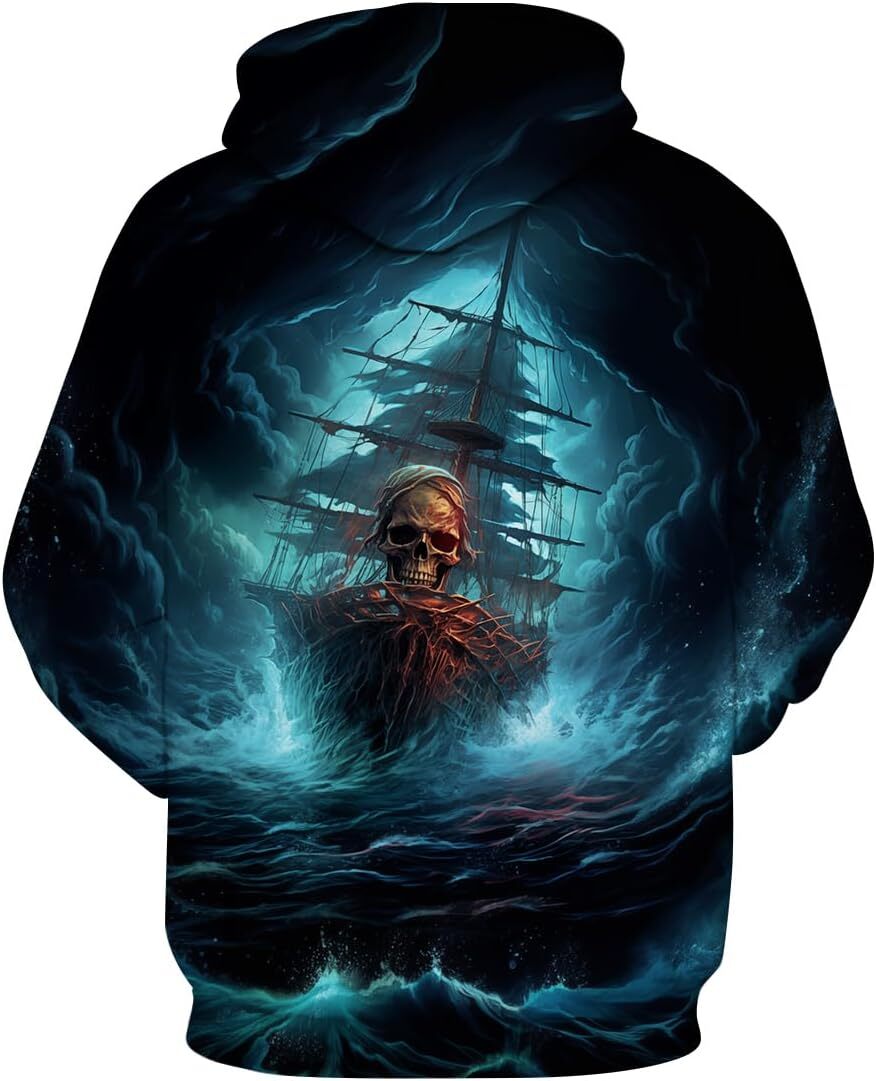 Hoodie for Mens Womens Funny Pirate Hoodie Pirate Ship Graphic Sweatshirt Graphic Creative fashion Hoodies sweatshirt Pullover Long Sleeve