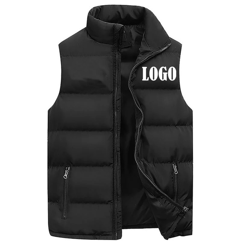 Customized Men Waistcoat Coats Jackets Thick Stand Collar Solid Color Cotton Vest Duck Down Jacket Sleeveless 241024