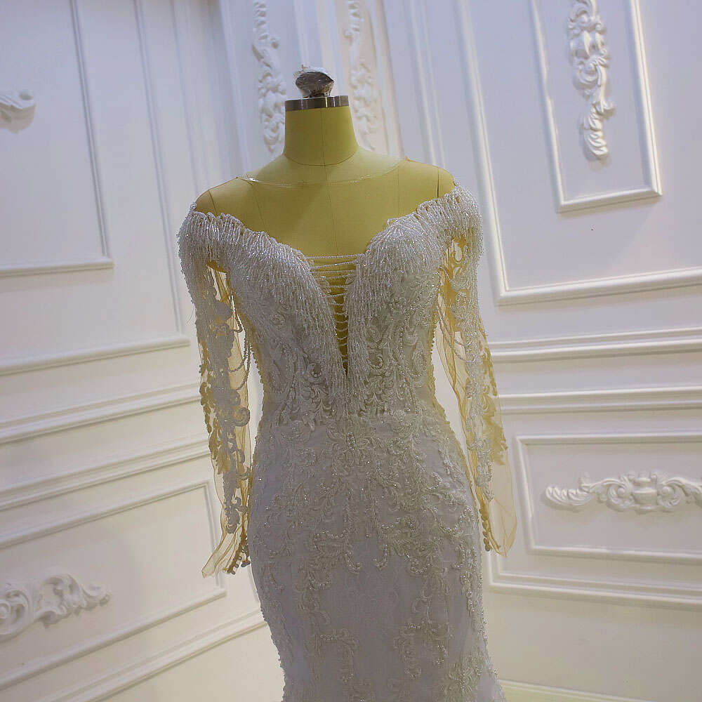 New Style Off The Shoulder V-neck Lace Mermaid Wedding Dress