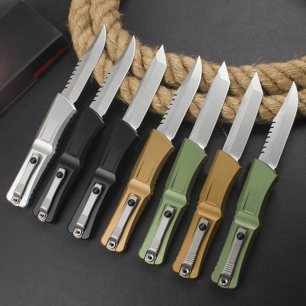 New H1029 High End Tactical Knife D2 Stone Wash Single Blade CNC Aviation Aluminum Handle Outdoor Camping Hiking EDC Pocket Knives With Nylon Bag