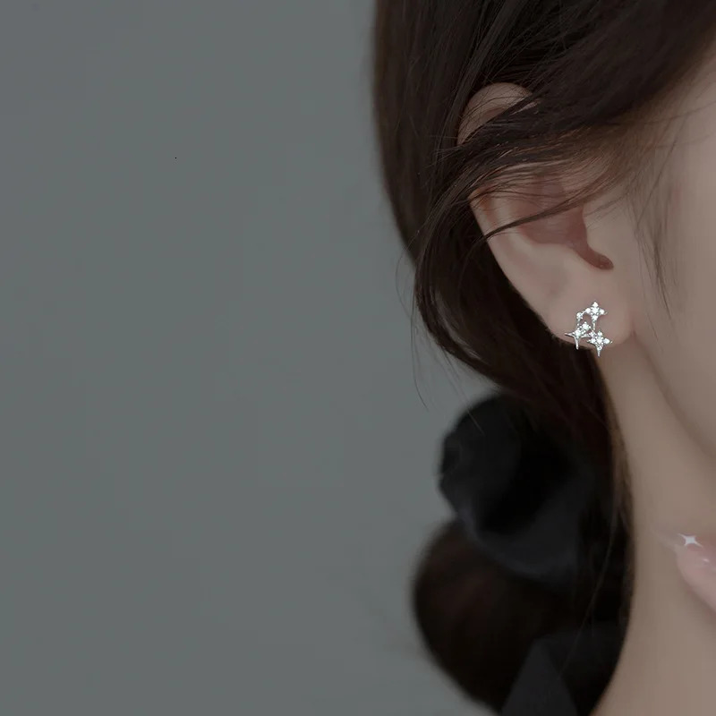 TrustDavis Real 925 Sterling Silver Fashion Sweet Star CZ Stone Charm Stud Earrings For Women Christmas Present Jewelry DA2487 241031