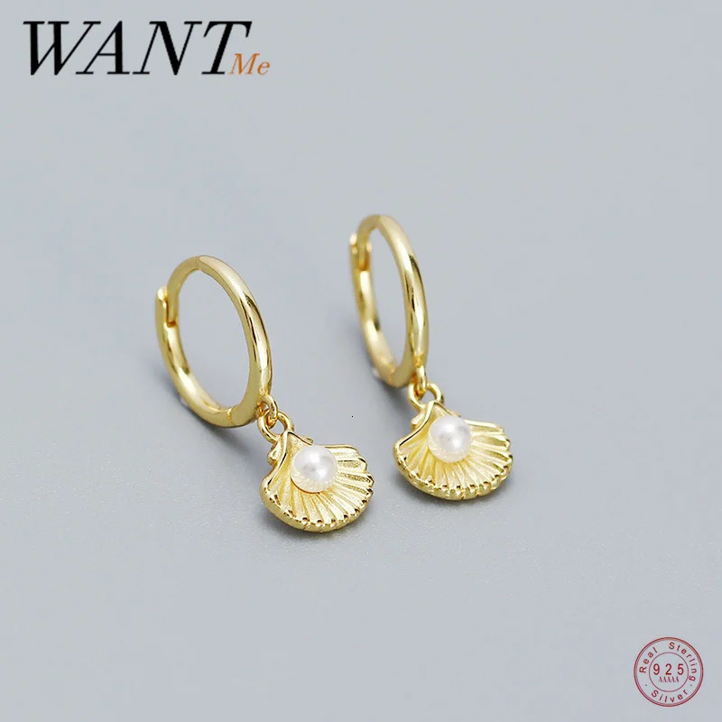 WANTME 925 Pure Silver Romantic Shell Pendant Synthetic Pearl Pendant Womens Fashion Beach Bohemian Part Jewelry 241031