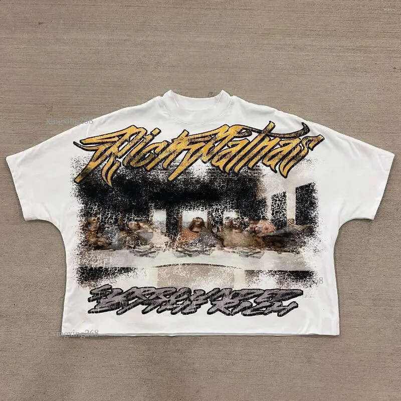 Men's T Shirts Y2K Vintage Clothing Retro Classic Graphic Printed Loose Short Sleeve Harajuku Gothic Casual Oversized Cotton Shirt Men Women