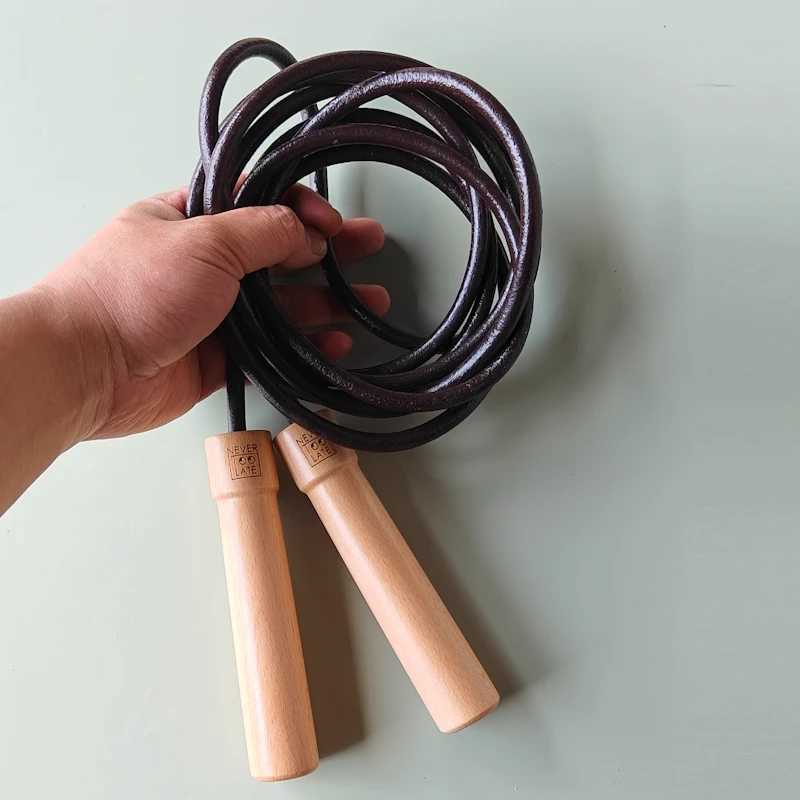NEVERSTOOLATE BIG HAND HEAVY ROPE Jump Rope with Built in Ball Bearings Wooden Hand Trainer 3m 8mm 305g Jump RopeW241101