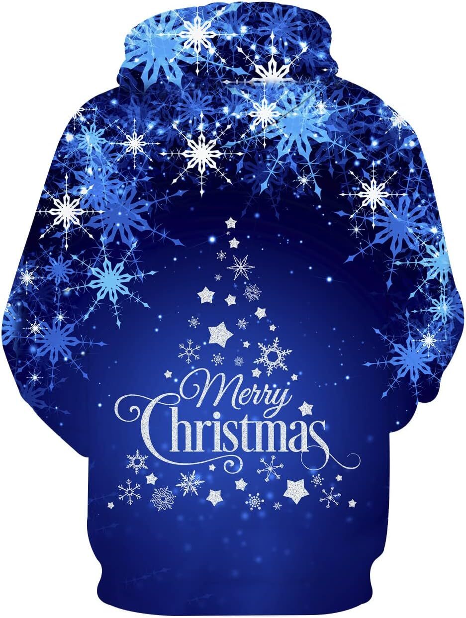 Hoodie for Mens Womens Unisex 3D Novelty Hoodies for Men Women Cool Graphic Pullover Sweatshirts with Pockets Graphic Trendy Warmth cool blue