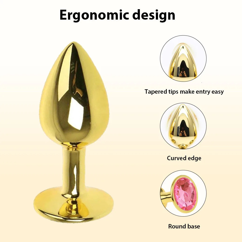 3 Size Metal Round Diamond Anal Plug Gold Plating Crystal Jewelry Butt Plug Erotic Product For Women Man Butt g-point Massage 241031