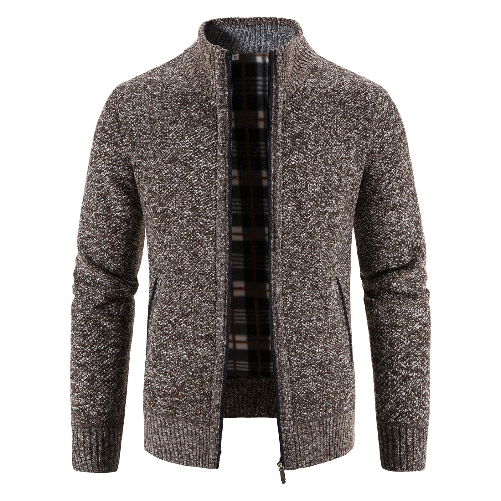 Men Sweater Jacket Winter Autumn Cold Coat Fleece Zipper Cardigan Soft Jumpers Turtleneck Warm Y2K High Quality Outerwear 241031