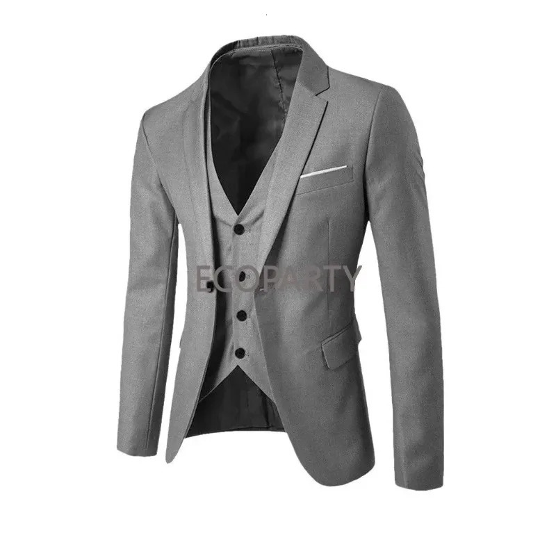 Fashion Summer Thin Formal Set Plus Size For Men is Slim 3 Piece Suit Wedding Party Pants Mens Fit Blazer Ecoparty 241031