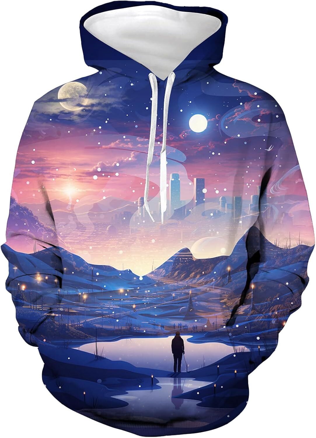 Hoodie for Mens Womens Unisex 3D Galaxy Hoodie Novelty Hooded Sweatshirt Colorful Graphic with Big Pockets Graphic Hoodies sweatshirt Trendy Fashion