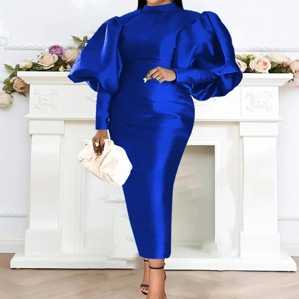 Womens Maxi dress long lantern dress Christmas high neck sexy and shiny body celebration occasion African robe birthday event 241031