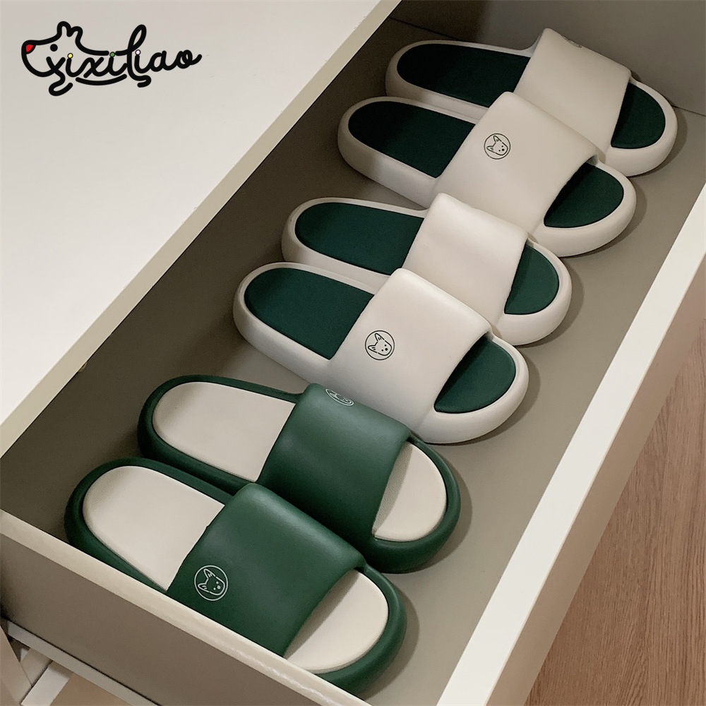 Soft cloud slippers new color matching slippers women's slide shoes indoor family platform slippers women's summer beach non-slip sandals