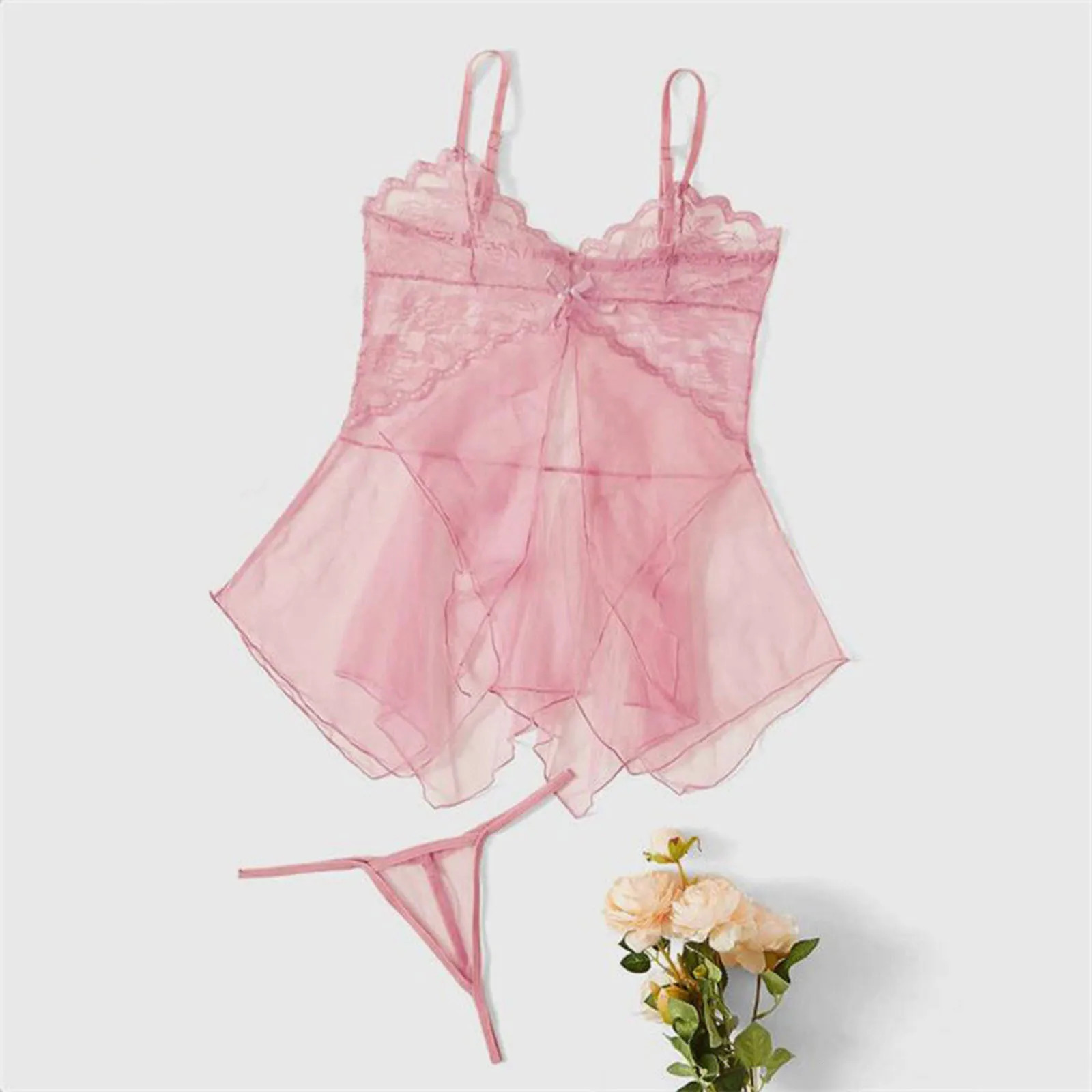 Costume Sexy Lace Lingerie Sets Sleepwear Lace Fluoroscopy Beauty Tulle Elegant Reverie Sexy Lingerie Bra Brief Sets Female 241031