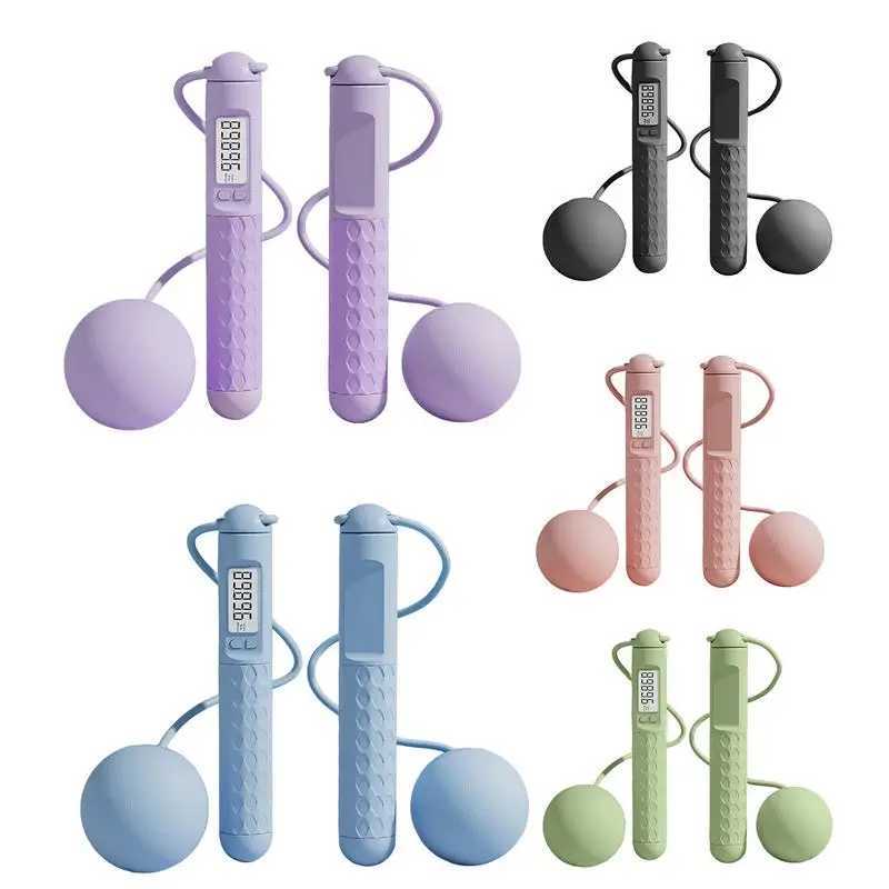 Steel wire rope jump rope D-type display for burning calories in the gym smart slide rope jump rope with ballW241101