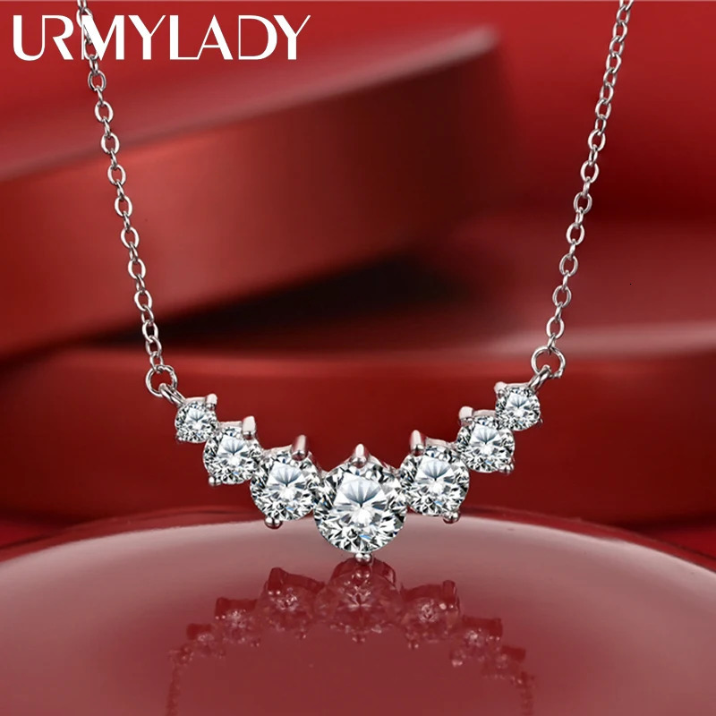URMYLADY Necklace for Woman Wedding Fine Jewely with Certificates 925 Sterling Sliver Plated 18k White Gold 241031