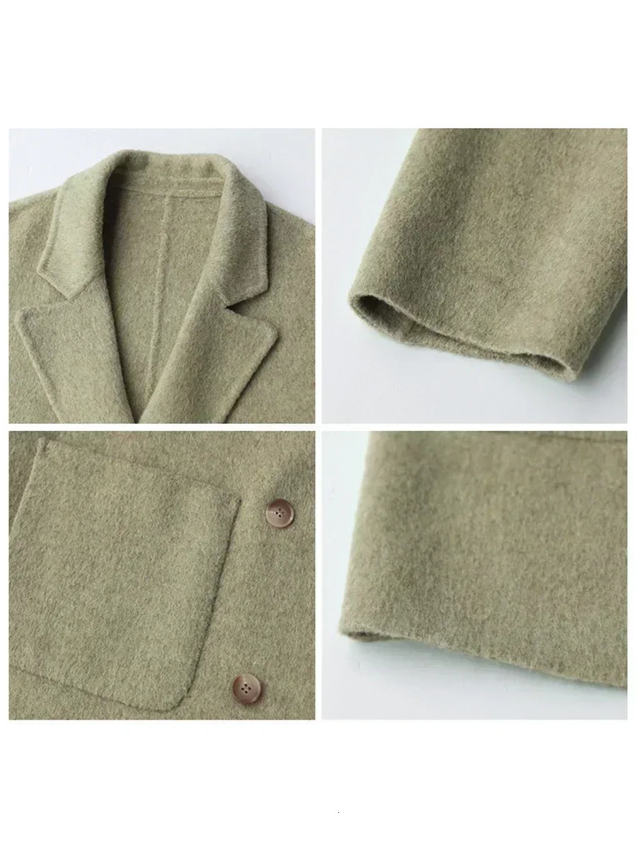 CHIC VEN Womens Woolen Coats Loose Casual Double Breasted Retro Doublesided Jacket Office Lady Outerwear Autumn Winter 2023 241024
