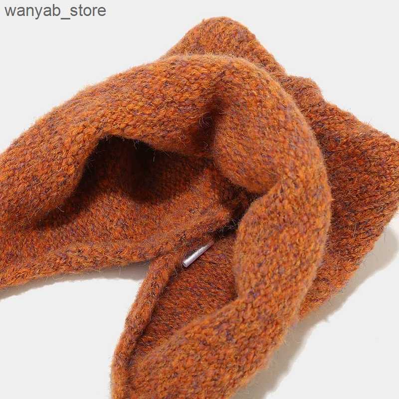 Wide Brim Hats Bucket Hats Women winter Beanies Cute Warm Hat Solid Knitting Cap Ear-protected Skullies Female Sweat Hat With Cat-ears L240910