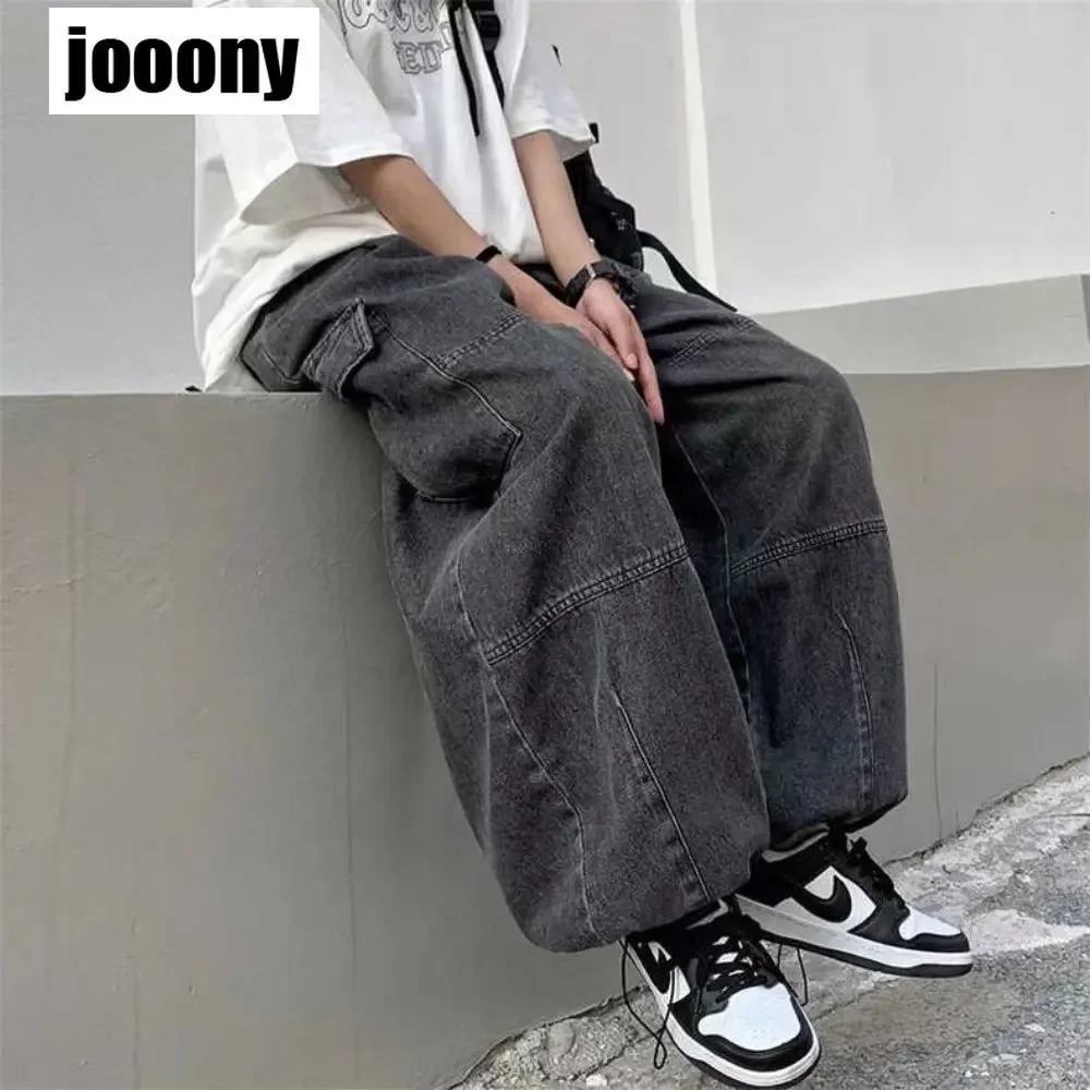 Spring Autumn Trousers y2k baggy jeans for men Wide leg Pants Pockets Elastic Waist Streetwear Loose comfortable 241024
