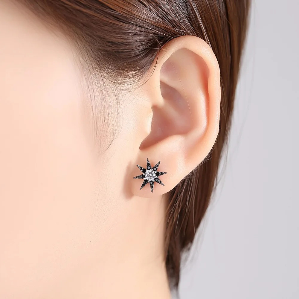 LUOTEEMI Fashion Asymmetrical Black Star Female Pendant Earrings Unique Kpop Girl Party Friends Christmas Gift Pendant Earrings 241031