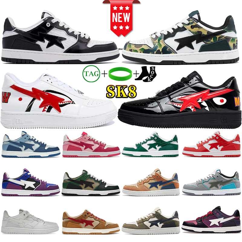 Nigo Designer Casual Shoes Men Women Sk8 Sta Low Shoe White Silver Brown Ivory Black Camo Purple Orange Brown Beige Navy mens womens fashion Train Jogging Sneakers