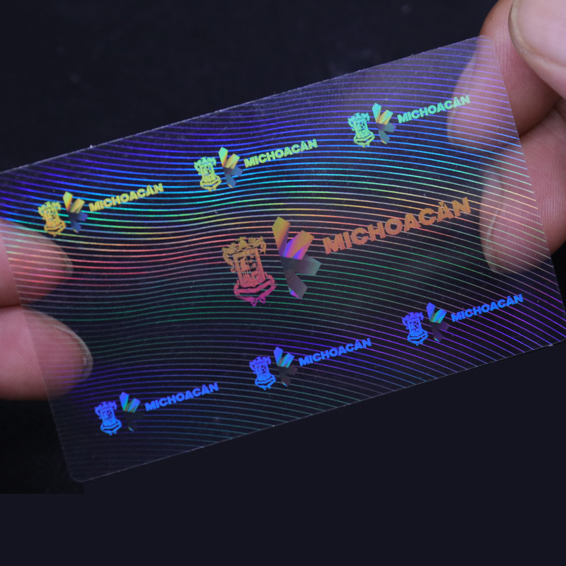 86*54mm Custom holographic overlay sticker/ transparent laser hologram label