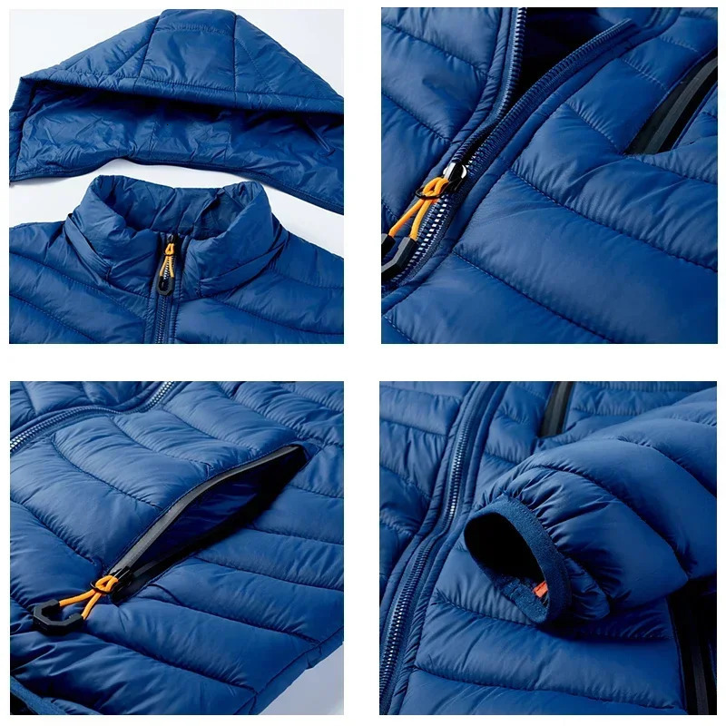 Warm Jacket Men Windbreaker 2024 Spring Autumn Hooded Parkas Mens Fashion Casual Lightweight Cotton Padded Coat Male 241024