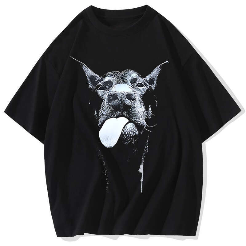 Male and female designer T-shirts, Gothic letter dog brand printed T-shirts, hip-hop streetwear, punk summer retro washed oversized T-shirts, men'
