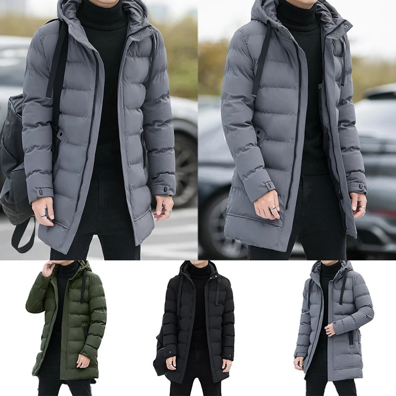 Male Winter Warm Long Outwear Hooded Thicken Midlength For Men Coat Puffer Jacket Fashion Parka Overcoat 241029