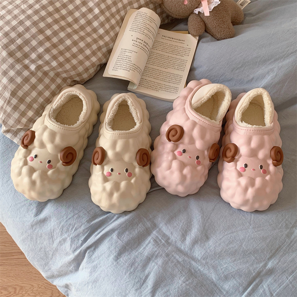 Three-dimensional Lamb slippers for Women Girls Ladies Fall/Winter Warm fur slide Furry plush mule Luxury women's shoes Flat slipper slide foot