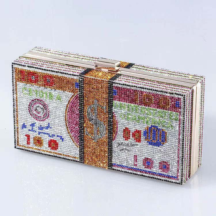 New popular USD high flash slanted hanging square handbag, evening dress, fashionable banquet bag, rhinestone