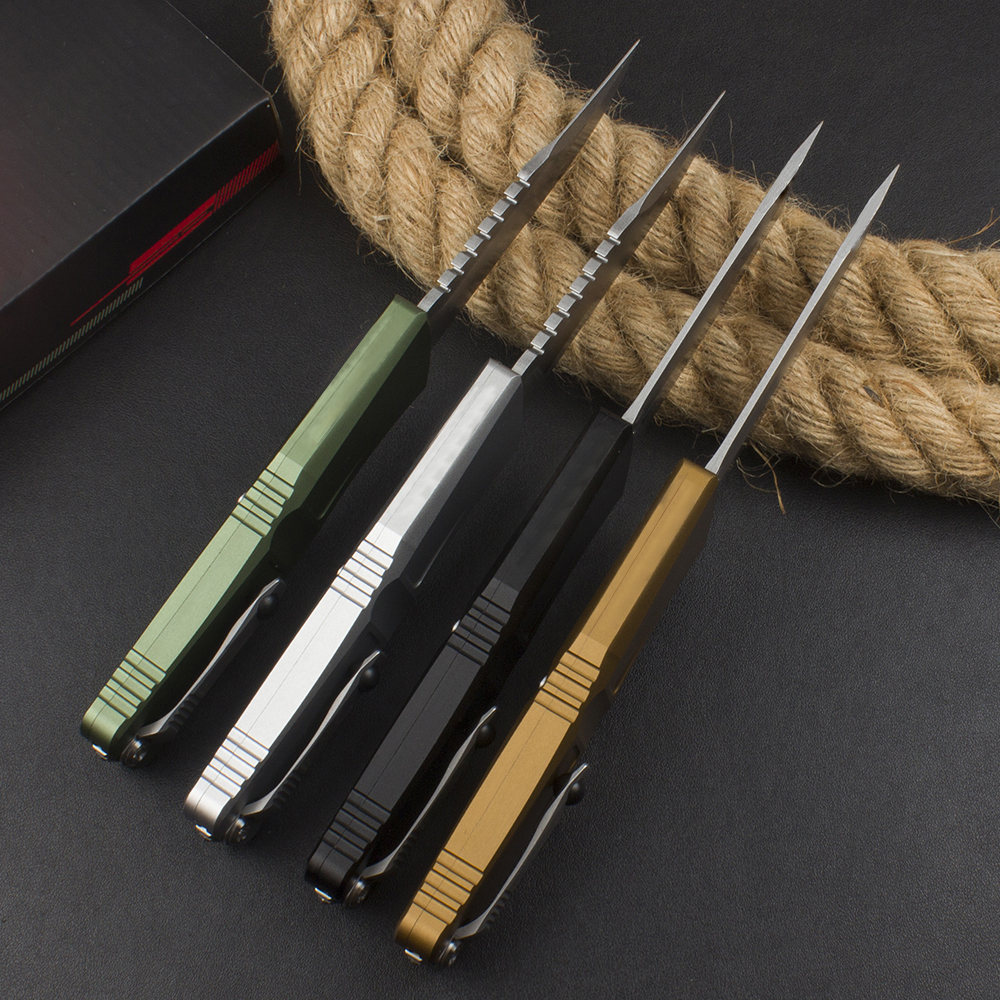 New H1029 High End Tactical Knife D2 Stone Wash Single Blade CNC Aviation Aluminum Handle Outdoor Camping Hiking EDC Pocket Knives With Nylon Bag