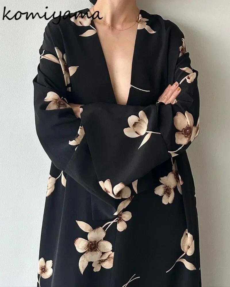 Casual Dresses Fminino 2 Ways Wear Vestido Florwer Print Vestidos Mujer Long Sleeve Dress Japanese Vintage Ropa Spring Women