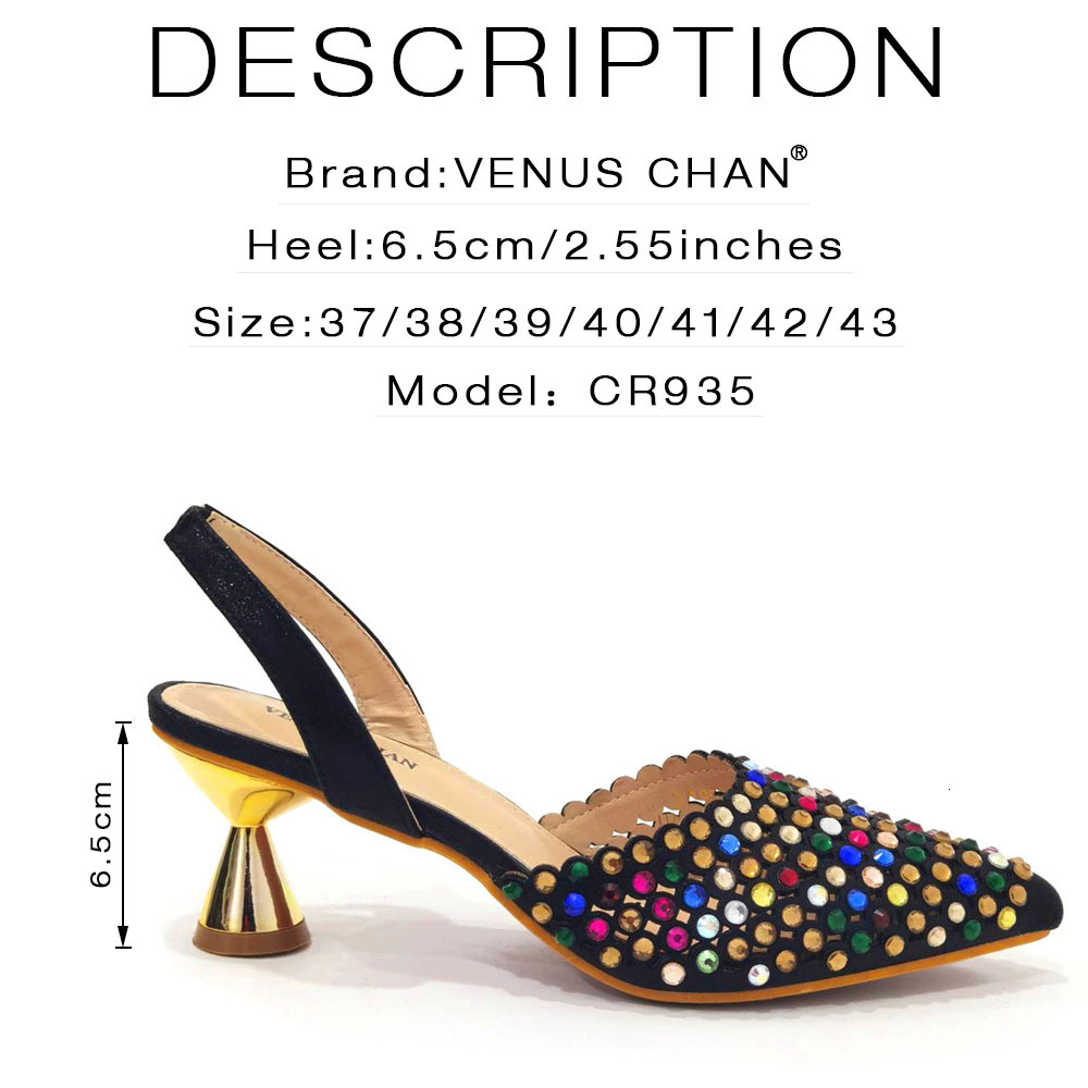 Venus Chan 2023 New INS High-Heeled Pointed Toe Wedding Shoes Colorful Full Dia Design Shoe And Bag Set For Nigeria Party 241110