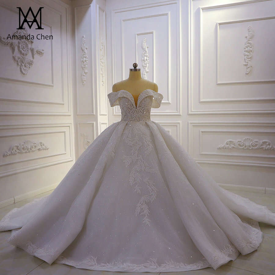 abendkleider 2023 Off Shoulder Lace Appliques Beading Wedding Dress