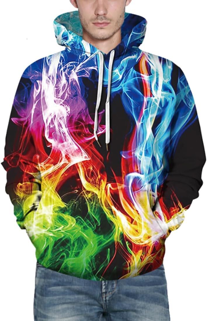Hoodie for Mens Womens Mens Hoodie 3D Printed Pullover Hooded Sweatshirt Cool Outfits With Pockets Graphic color