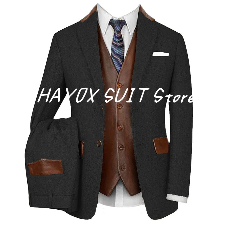 2024 Mens Suits Vintage Light Beige Tweed Slim Fit Single Breasted Suit Two Piece For Wedding Herringbone Dresses 241024