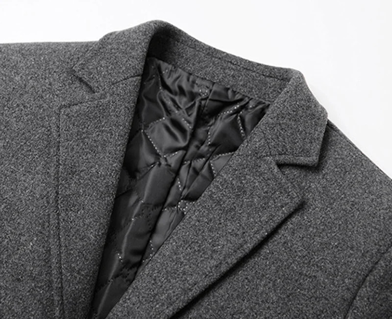 2023 Extra Long Wool Trench Coat Male Winter Mens Cashmere Coat Slim Fit Woolen Peacoat Windbreaker Manteau Homme 4XL 241024