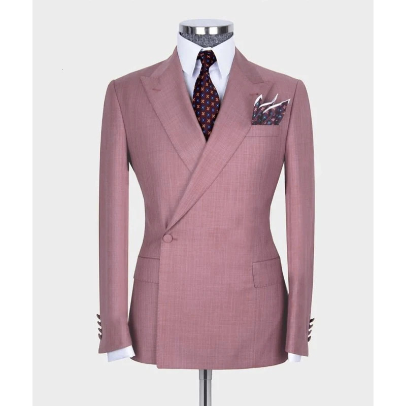 Only Jacket 1 PCS Double Breasted Men Suits Costume Homme One Button Wedding Prom Groom Tuxedo Terno Masculino Slim Fit Blazer 241024