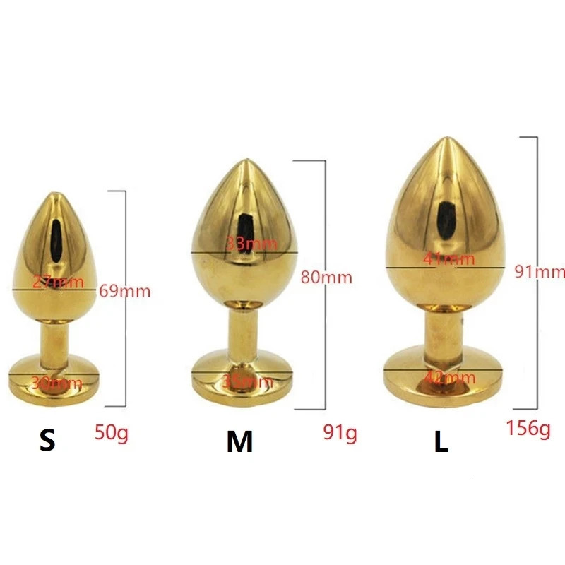 3 Size Metal Round Diamond Anal Plug Gold Plating Crystal Jewelry Butt Plug Erotic Product For Women Man Butt g-point Massage 241031