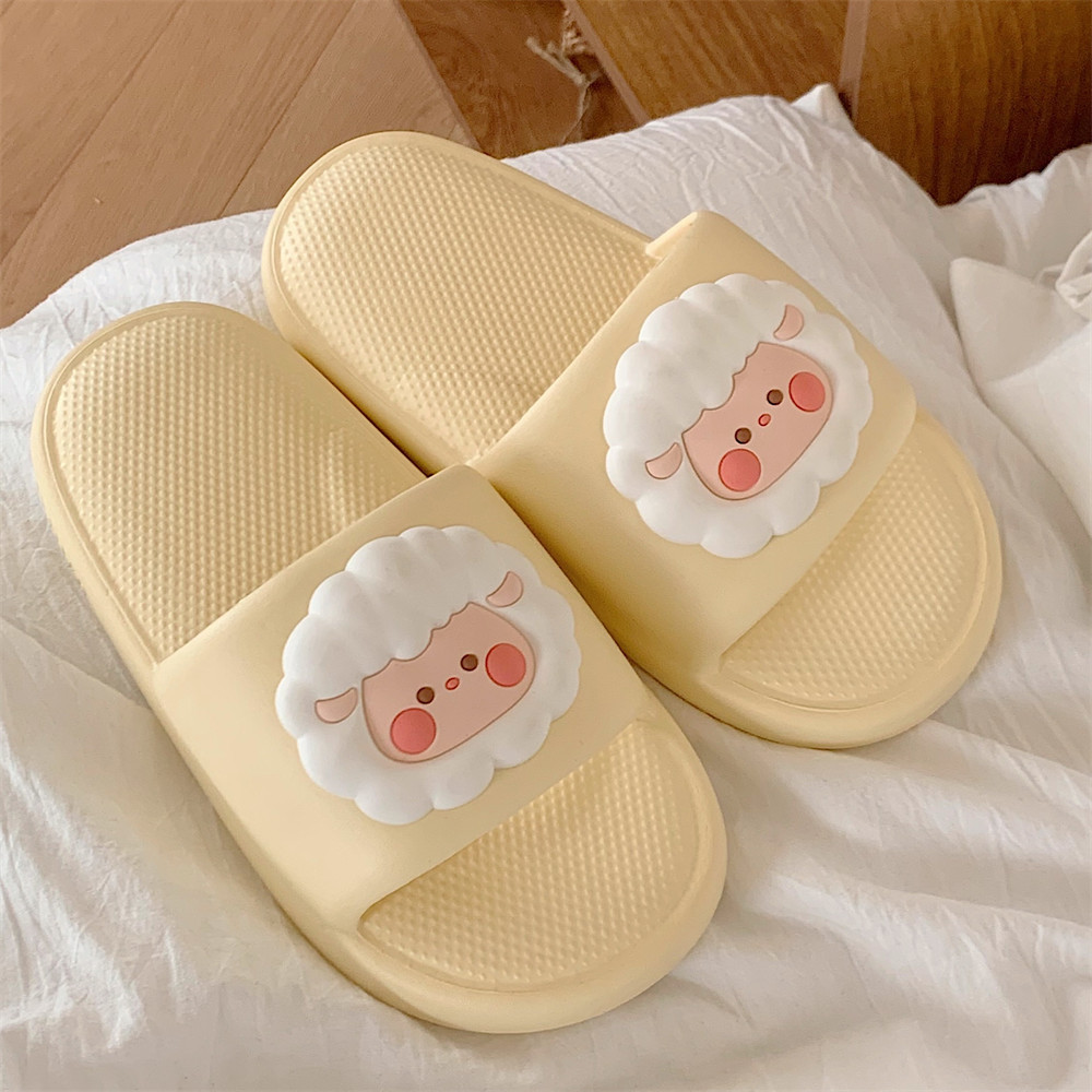 Soft soled home summer slippers Girl girl heart cute little sheep indoor street sandals girl slippers