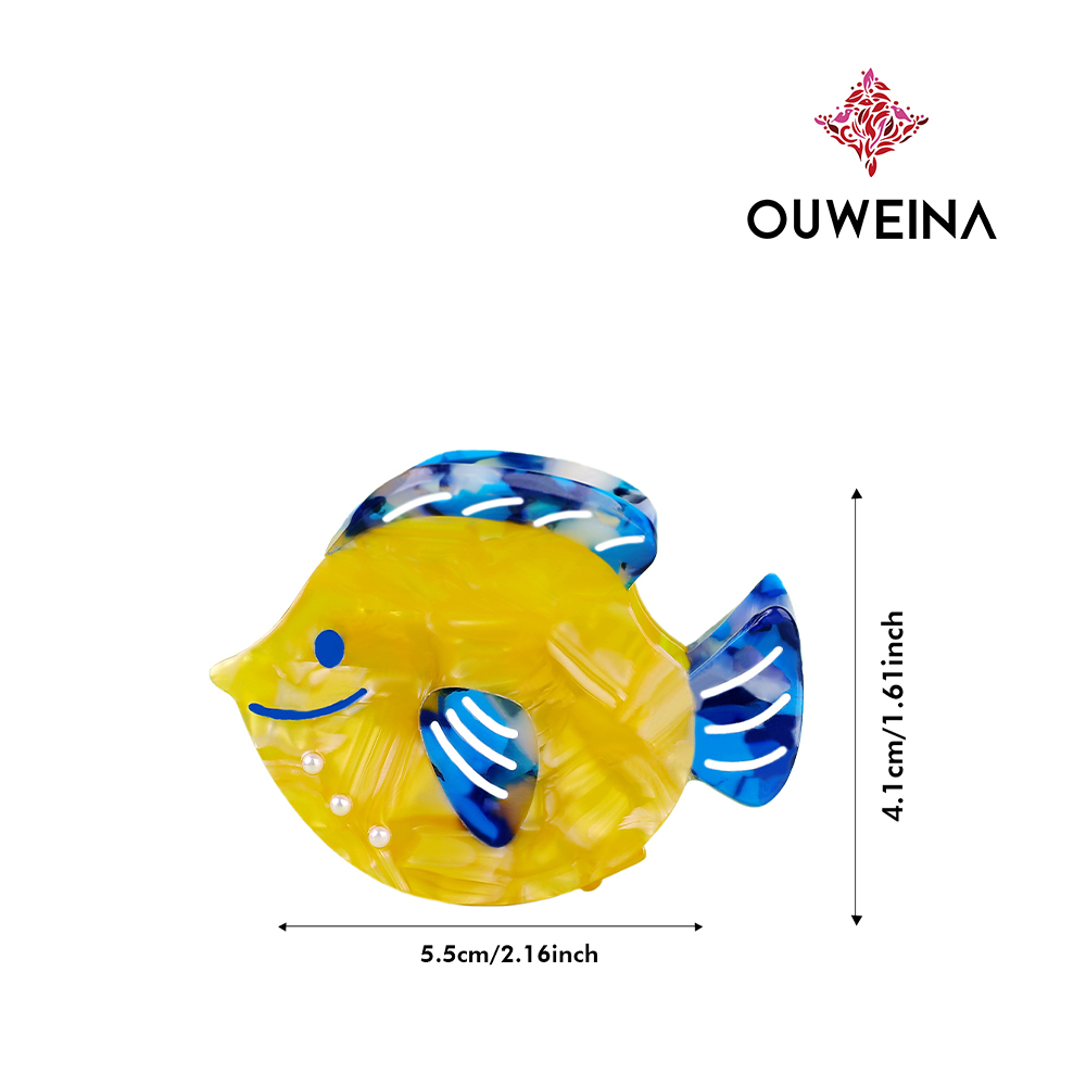 Cute grab clip medium blue acetate hair clips female back of the head plate hair grab shark clip hair card headdresses