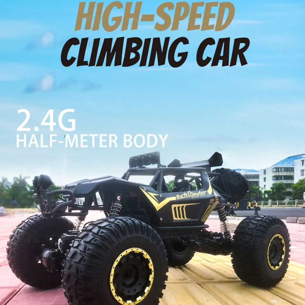4WD metal alloy body RC truck off-road 4x4 2.4G 1/8 all terrain large rock track remote control car toy childrens toy gift X241101