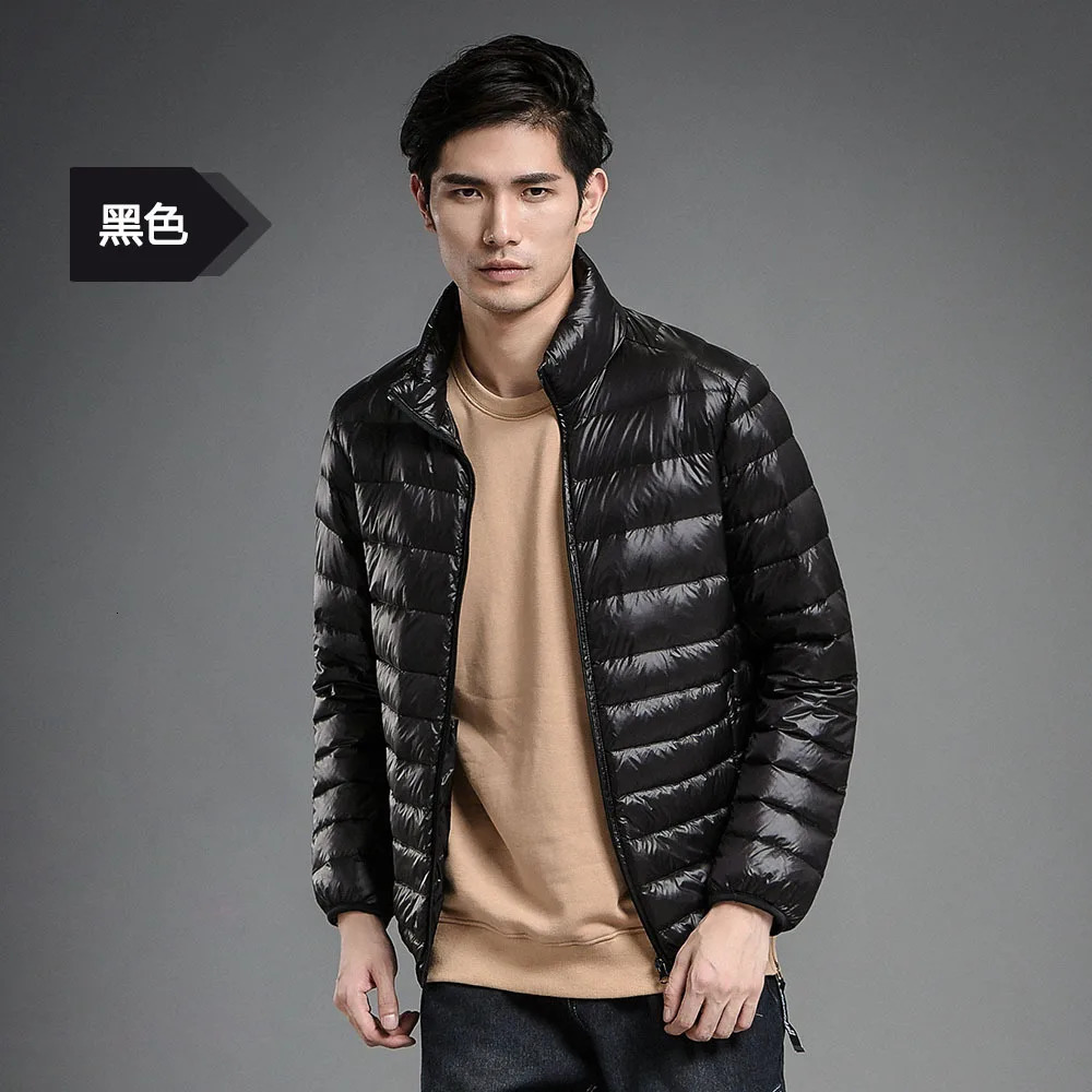 Mens Standup Collar Lightweight Sports Down Jacket Autumn and Winter White Duck Coat Large Size Clothing 241024