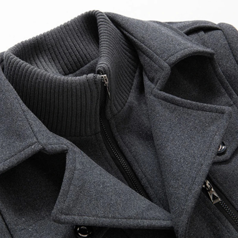 Two Piece Wool Blend Coat Mens Winter Collection Mens Cashmere Coat Ultra Thin Fit Wool Peacock Business Coat Windproof Machine 241031