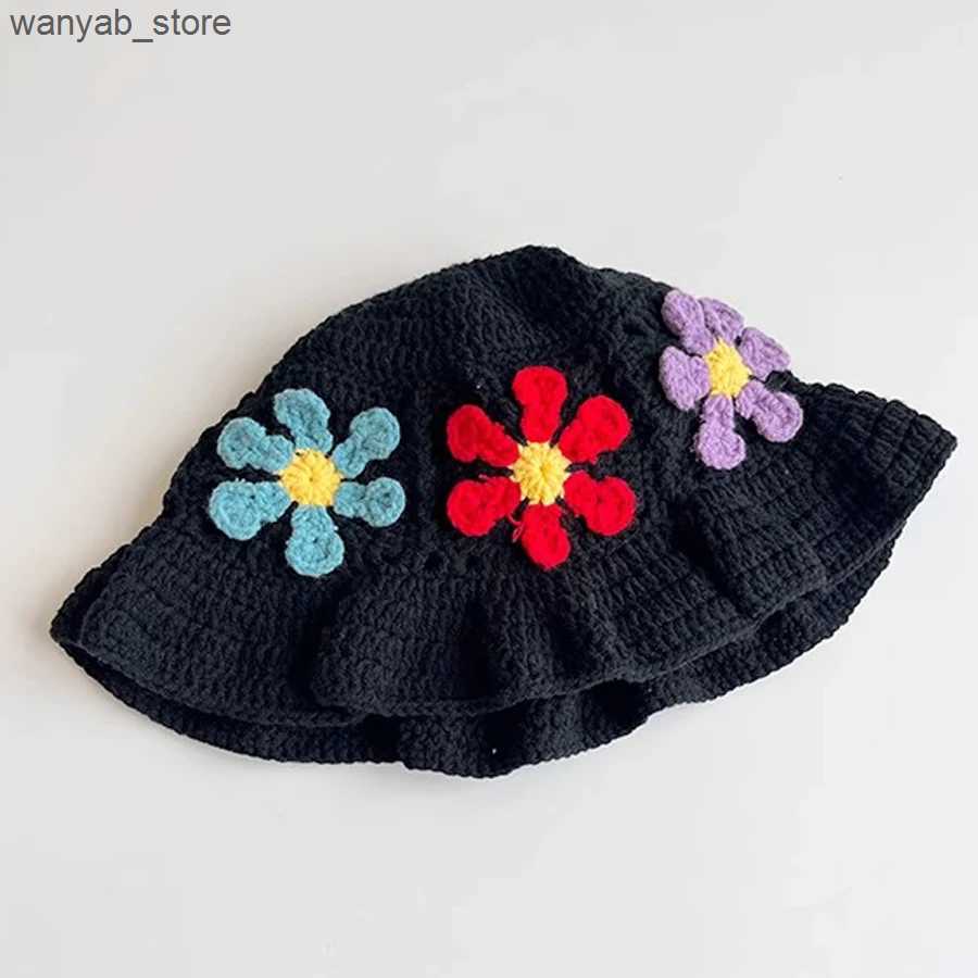 Wide Brim Hats Bucket Hats Flower Patch Crochet Sunflower Crochet Bucket Hat Knitted Sun Hat Granny Square Handmade Foldable Floppy Beach Hat Cute Com
