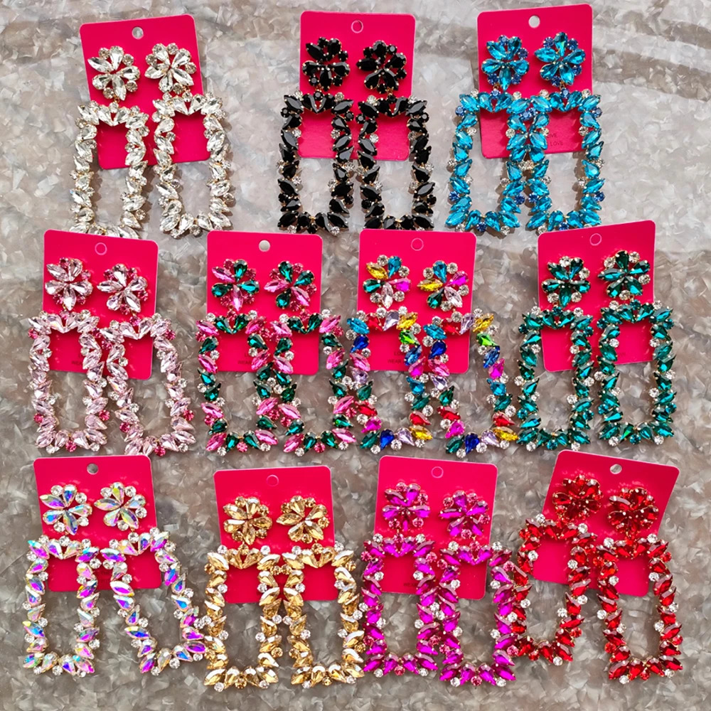 Wholesale rhinestone earrings geometric pendants earrings drop earrings jewelry accessories womens fashion trends earrings Bijoux 241031